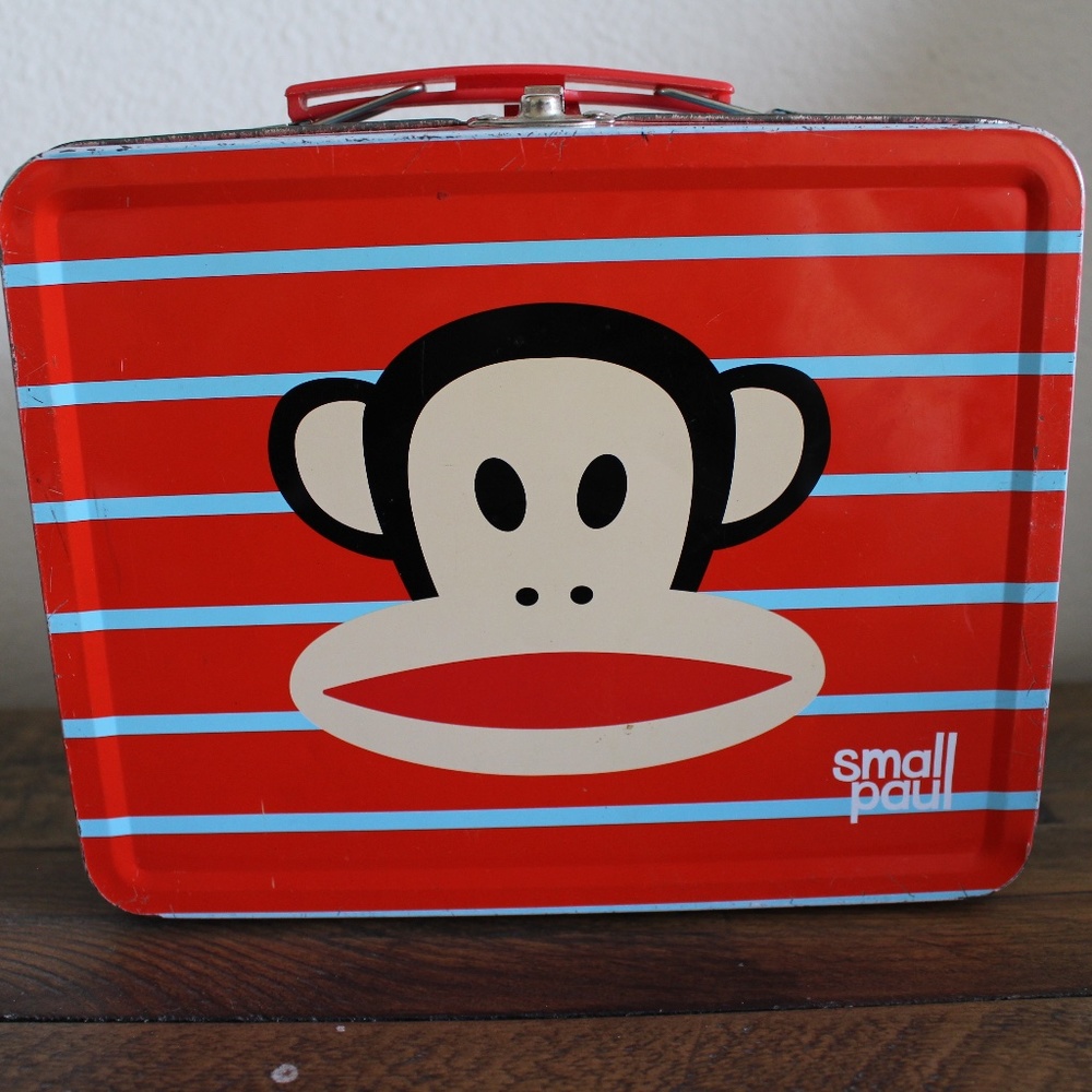 retro vintage Paul Frank Red Blue Tin Box